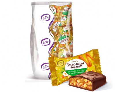Golden Lily with cookies and nuts in soft caramel