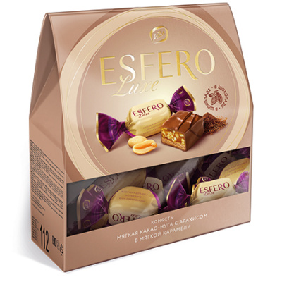 ESFERO Luxe мягкая какао-нуга с арахисом в мягкой карамели