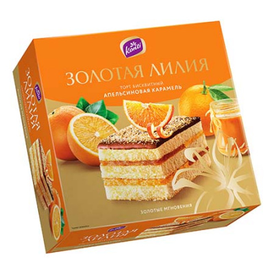 Торт бисквитный "Золотая лилия" апельсиновая карамель