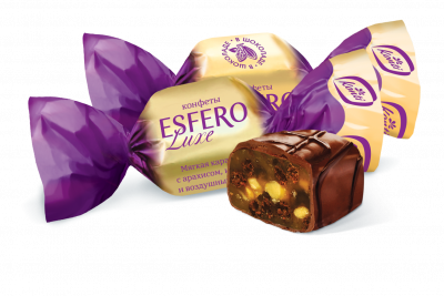 Конфеты «ESFERO Luxe» Мягкая карамель с арахисом, изюмом и воздушным рисом