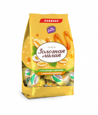 Golden Lily with cookies and nuts in soft caramel