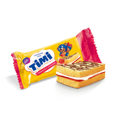 TIMI пирожное бисквитное с малиной и сливками