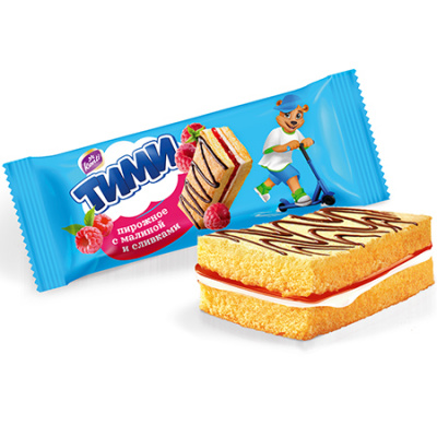 TIMI пирожное бисквитное с малиной и сливками