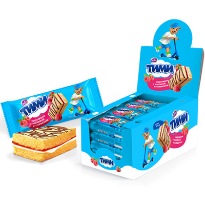 TIMI пирожное бисквитное с малиной и сливками